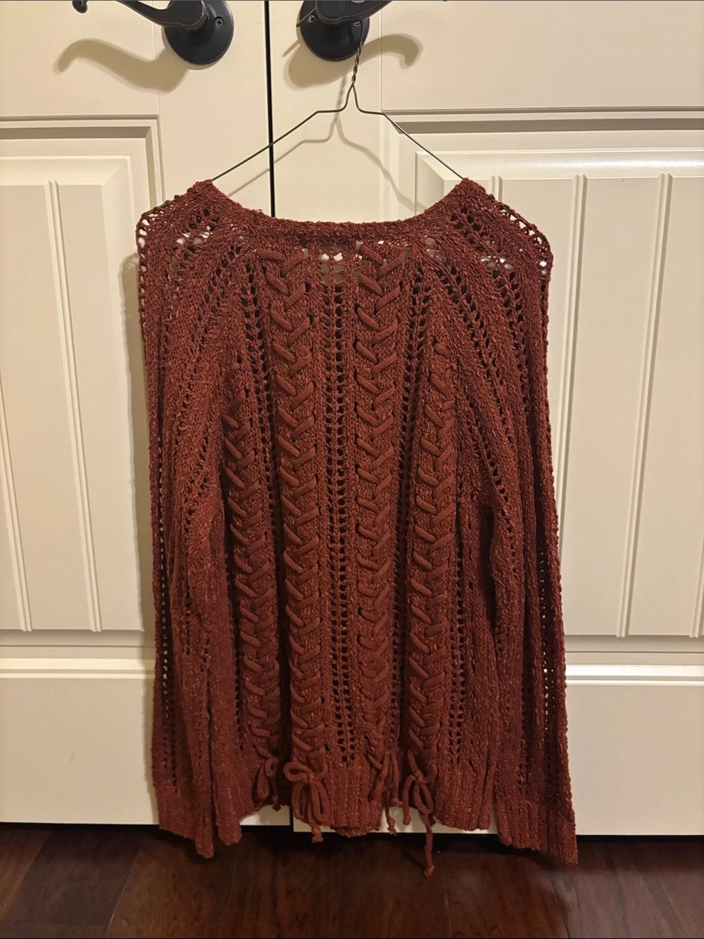 Rust Open-Knit Cable Sweater - Picture 3 of 3